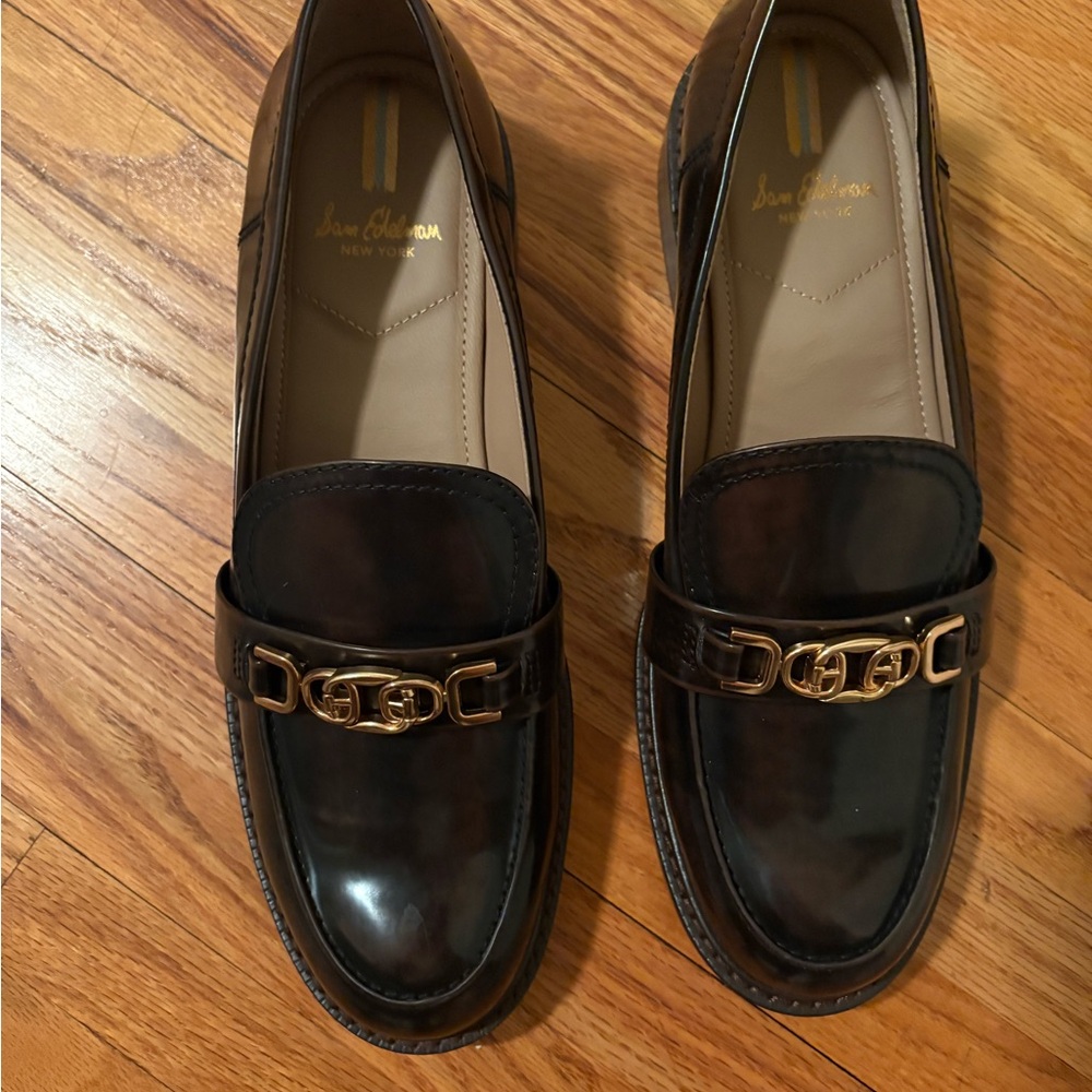 Sam Edelman Dark Brown Loafers with Gold Accent